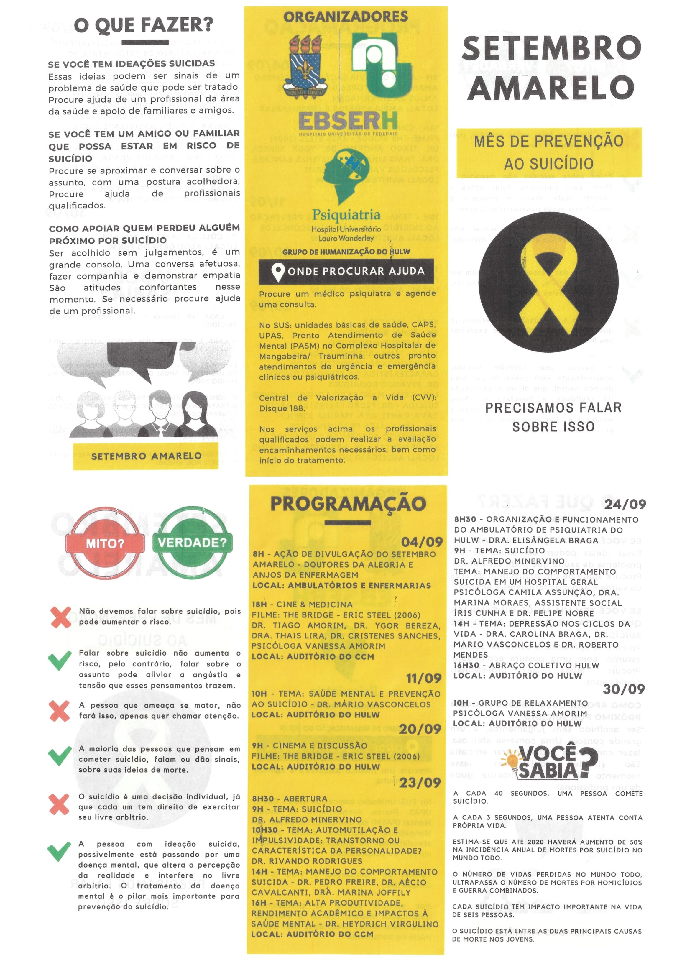 Setembro amarelo programação